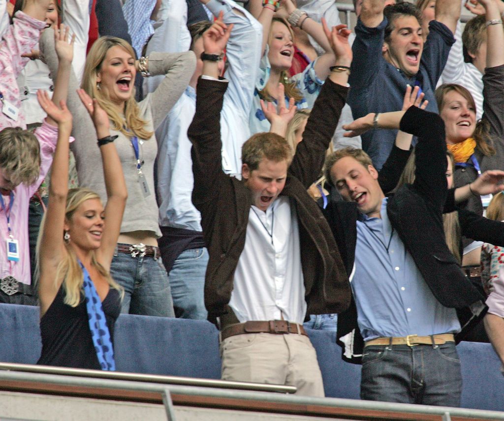 Chelsy Davy, Prince Harry and Prince William dancing 