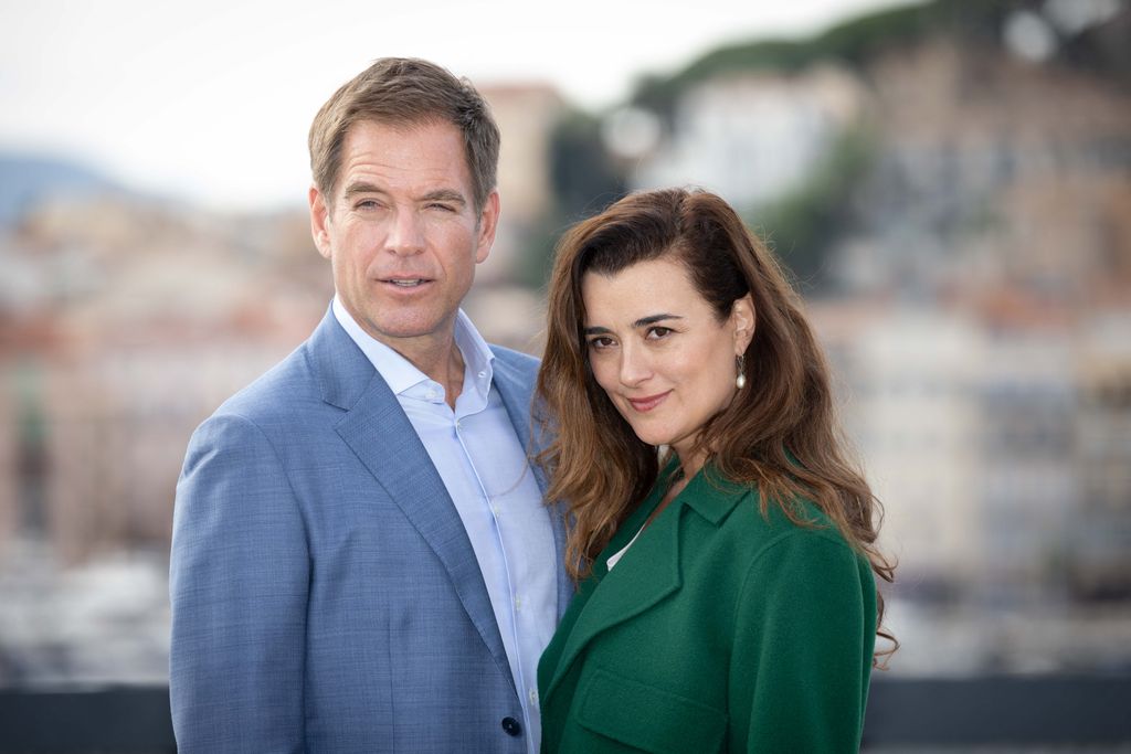 Michael Weatherly and Cote de Pablo attend the photocall of 'NCIS: Tony & Ziva' as part of the Mipcom 2024 in Cannes, France on October 22, 2024