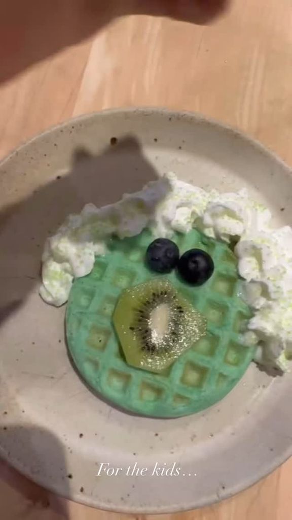 Meghan Markle prepares green waffles for her kids Archie and Lilibet for St. Patrick's Day, shared on Instagram Stories