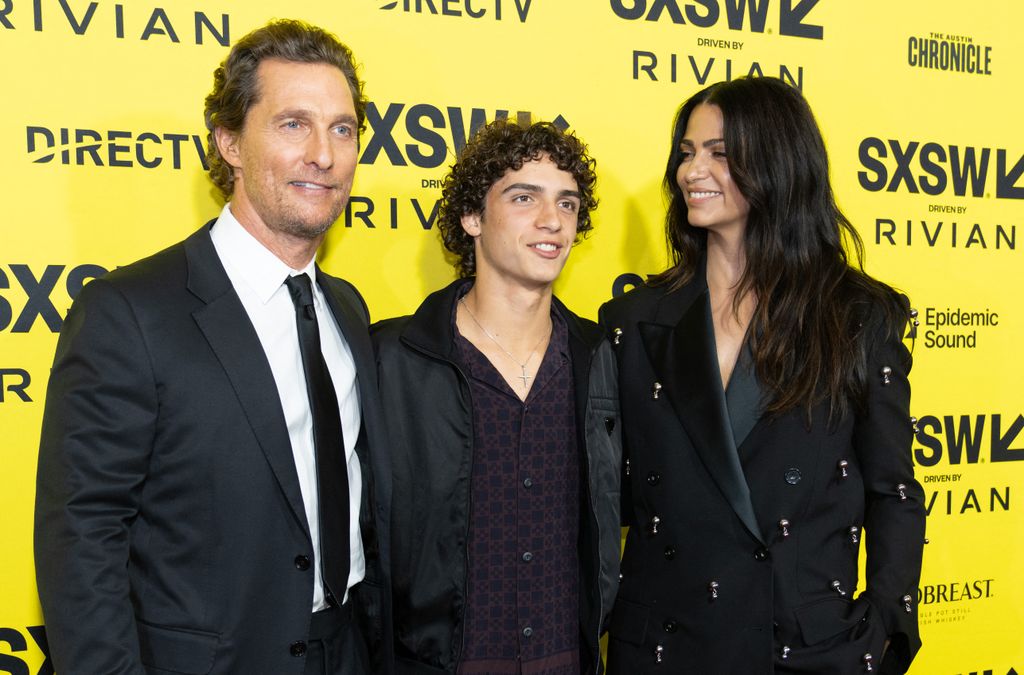 Matthew McConaughey, his wife Camila Alves and their son Levi Alves McConaughey attend the "The Rivals of Amziah King" world premiere during the 2025 SXSW Conference and Festival at Paramount Theatre in Austin, Texas, March 10, 2025