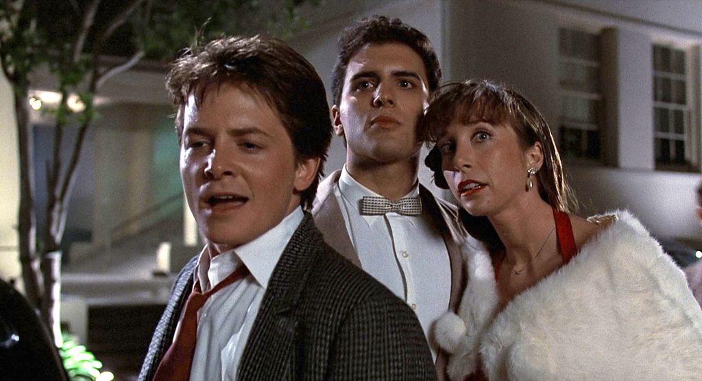 Michael J. Fox in Back to the Future 2 alongside Sachi Parker