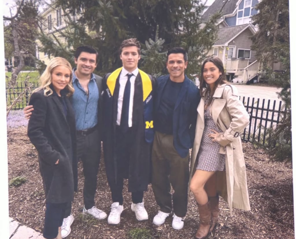 Kelly Ripa, Mark Consuelos, Michael Consuelos and Lola Consuelos gather for Joaquin Consuelos' graduation ceremony at the University of Michigan, shared on LIVE with Kelly and Mark