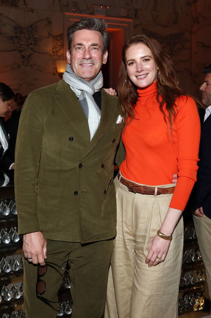 Jon Hamm and Anna Osceola attend the Focus Features' "The Phoenician Scheme" New York premiere after party 