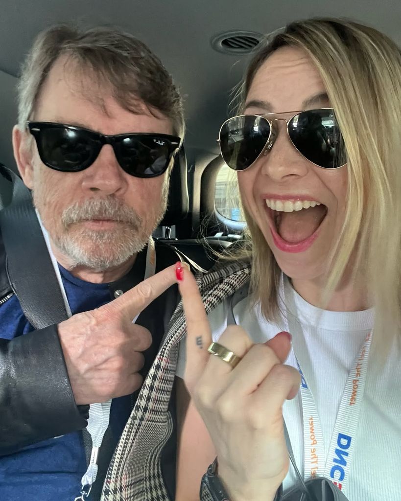 Mark Hamill and his daughter Chelsea Hamill wearing sunglasses pose for a selfie in their car, shared on Instagram