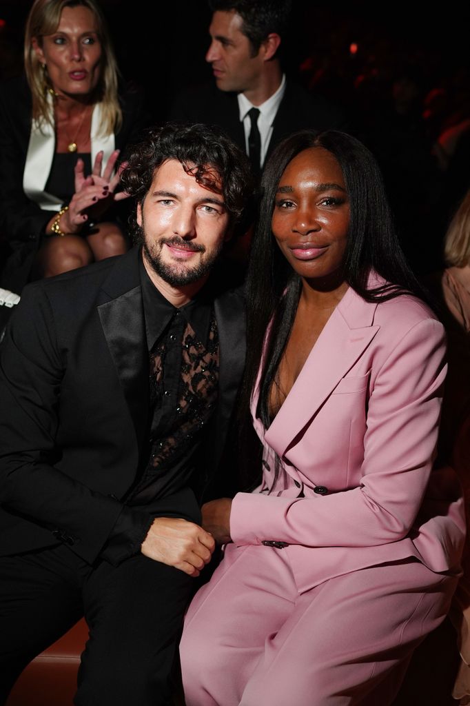 Andrea Preti and Venus Williams attend the front row at the Dsquared2 F/W 2025 - 2026 runway during the Milan Fashion Week - Womenswear Fall/Winter 2025/2026  at  on February 25, 2025 in Milan, Italy