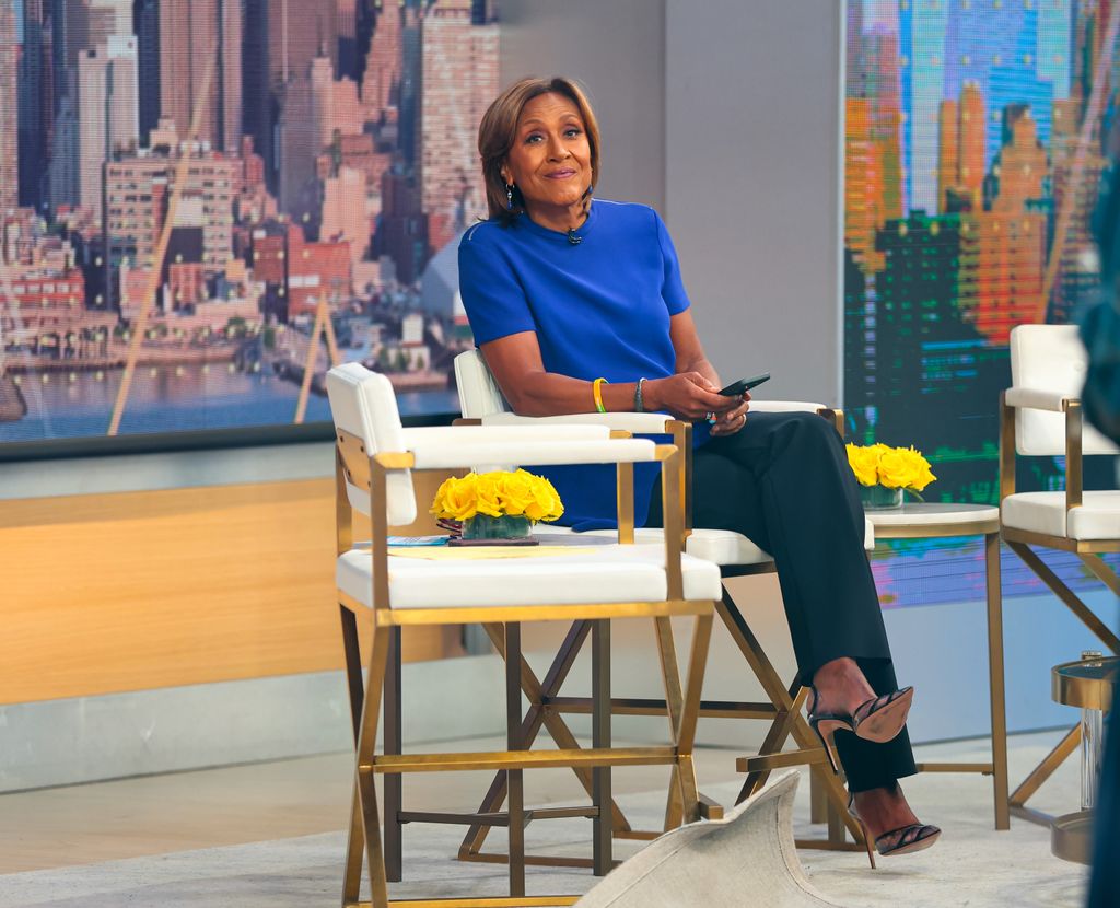Robin Roberts is seen at the "Good Morning America" show in Times Square, Manhattan on July 31, 2024 in New York City