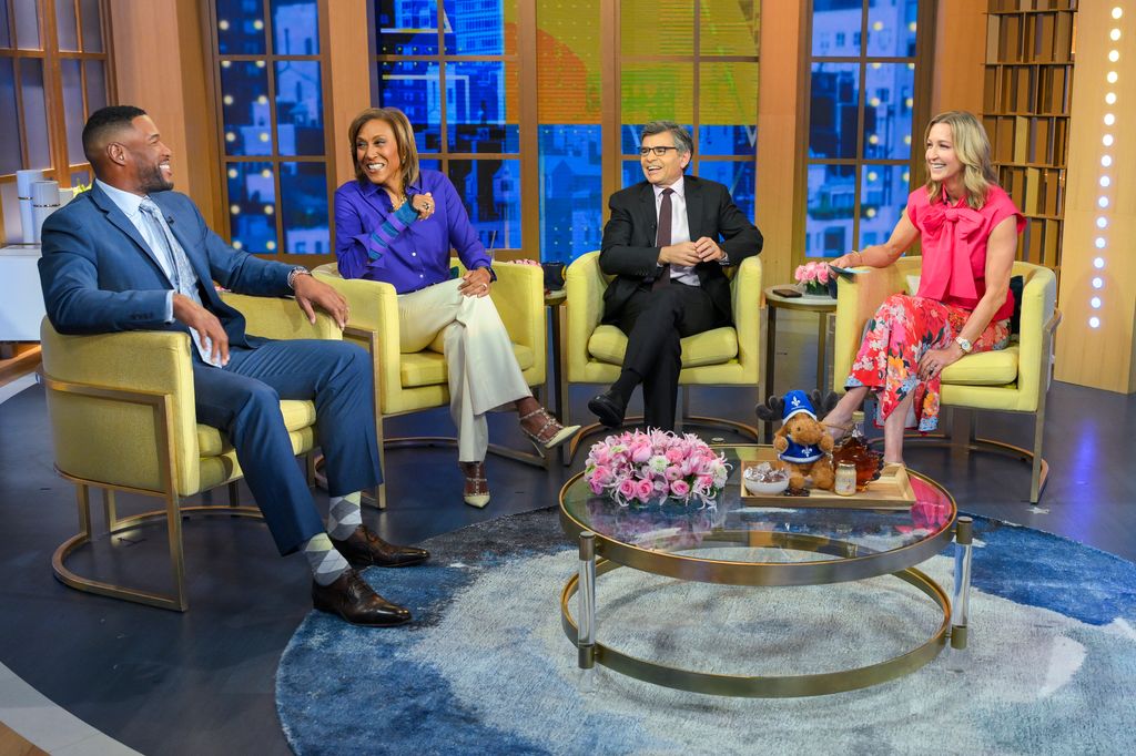GOOD MORNING AMERICA - 
Show coverage of "Good Morning America" on 5/15/24 on ABC. 
MICHAEL STRAHAN, ROBIN ROBERTS, GEORGE STEPHANOPOULOS, LARA SPENCER