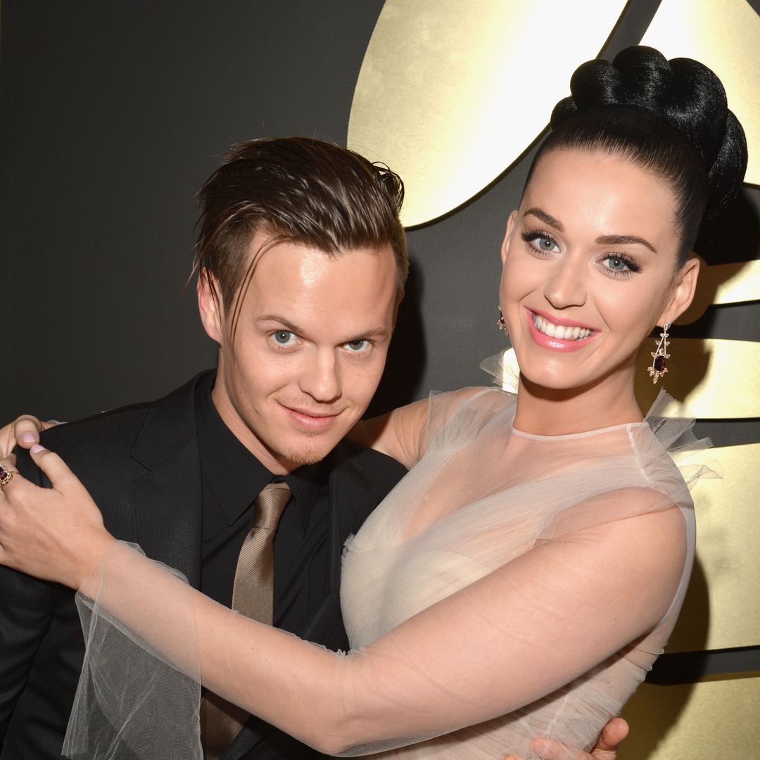 Singers David Hudson (L) and Katy Perry attend the 56th GRAMMY Awards at Staples Center on January 26, 2014 in Los Angeles, California.