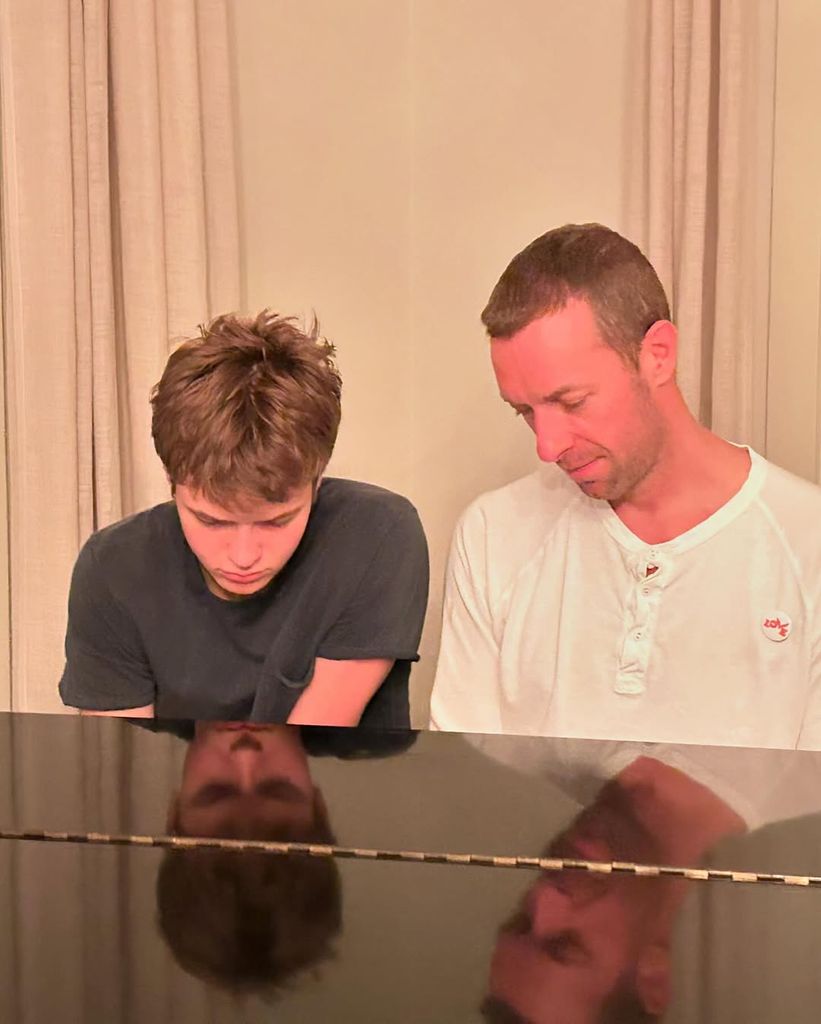 Chris Martin and son Moses Martin captured playing the piano in a photo shared on Instagram