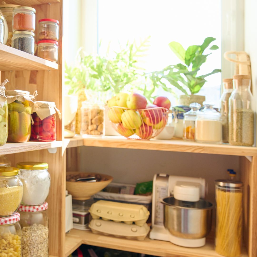Kitchen pantry with jars of food