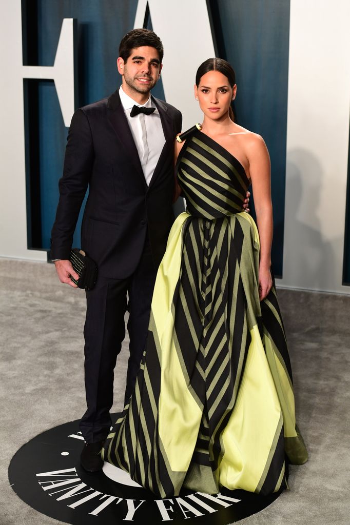Edgardo Canales and Adria Arjona attending the Vanity Fair Oscar Party in 2020