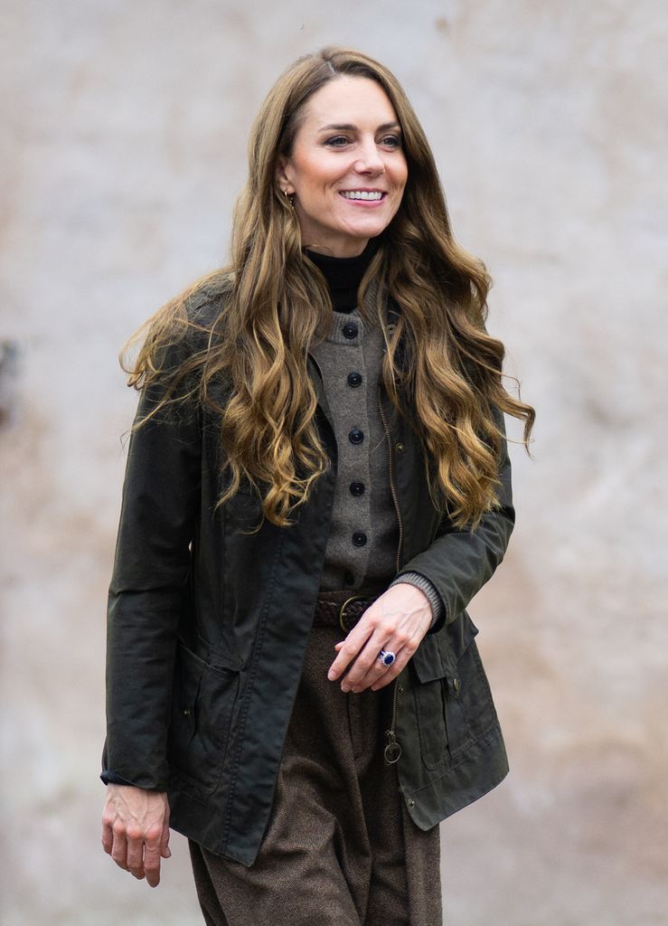 Catherine, Princess of Wales during her visit to Mallon Farm, a flax farm in County Tyrone that is spearheading the revival of flax growing for linen, as a blueprint for sustainable farming systems 