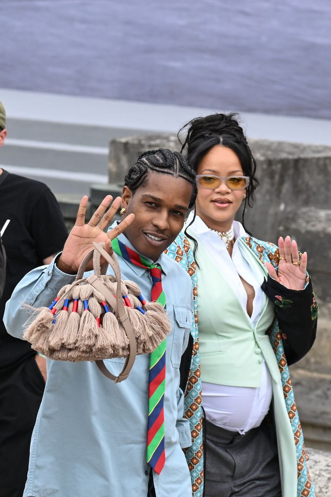 ASAP Rocky and Rihanna attend the Dior Homme Menswear Spring/Summer 2026 show as part of Paris Fashion Week on June 27, 2025 in Paris, France.