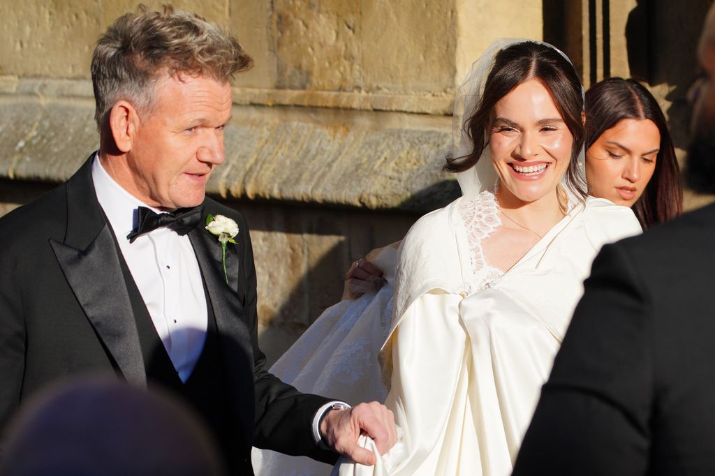 Gordon and Holly Ramsay arrive for her wedding to Adam Peaty at Bath Abbey