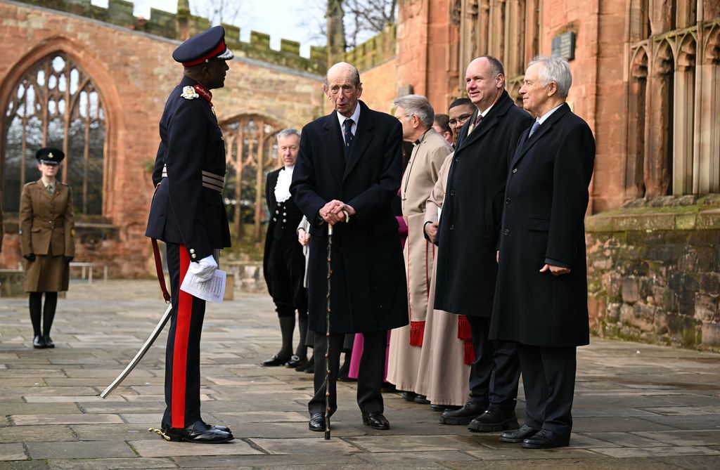 Duke of Kent arrives in the old Cathedral at Coventry Cathedral in Coventry