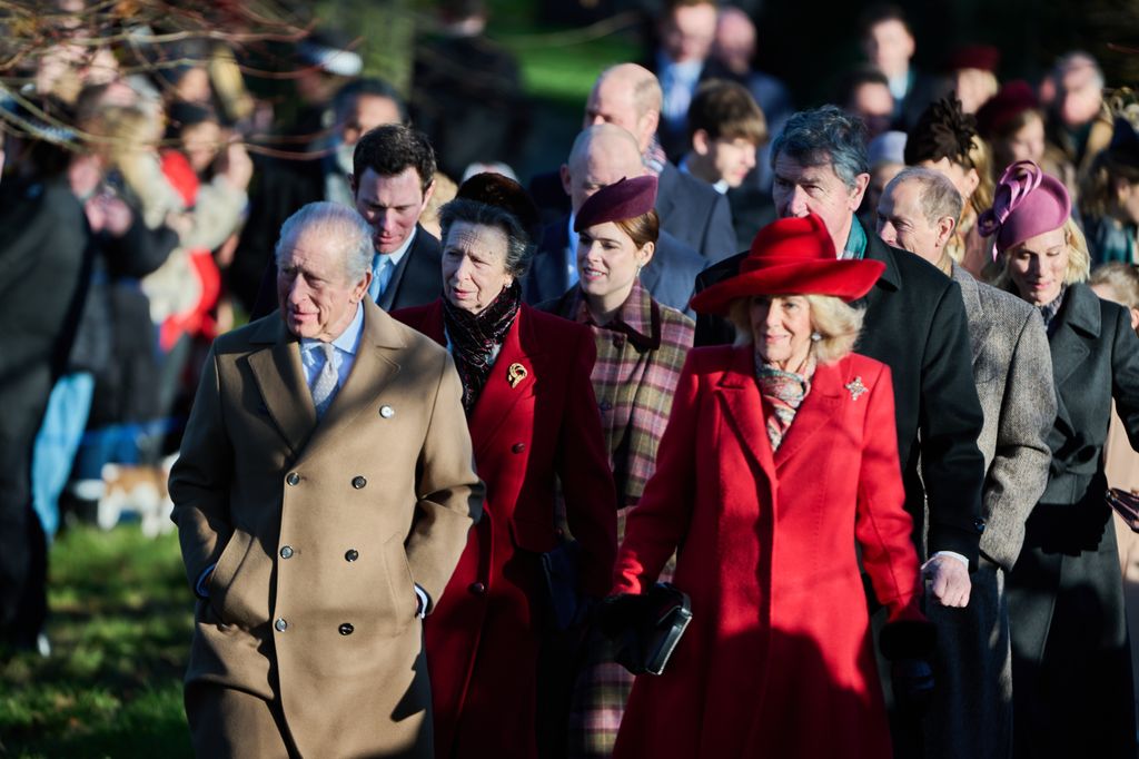 The King's sister was matching with Queen Camilla, who was also in red