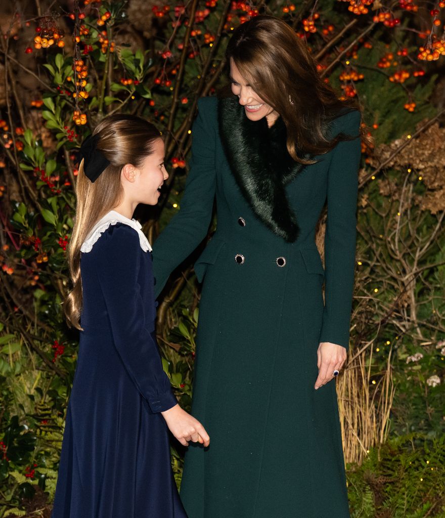 The Princess of Wales looked happy to see Princess Charlotte