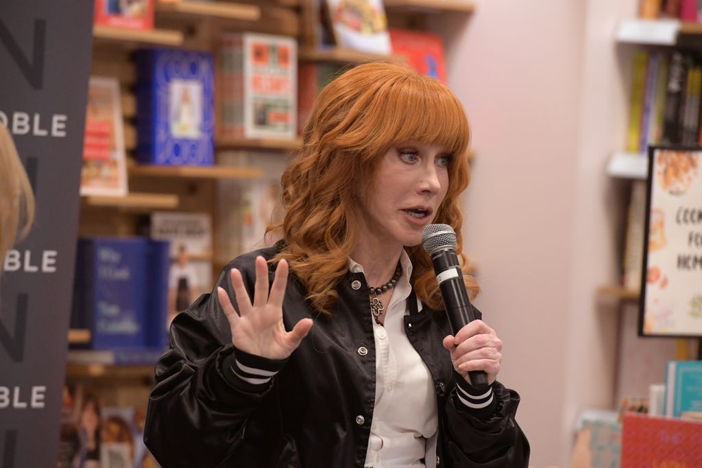 Comedian Kathy Griffin speaks during the signing event 