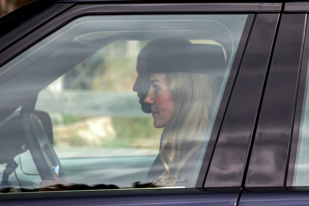 Prince William, Prince of Wales and Catherine, Princess of Wales depart by car at Crathie Kirk after attending the church service