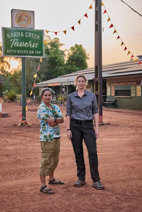 Madeleine Sami and Kate Box on the set of Deadloch season two