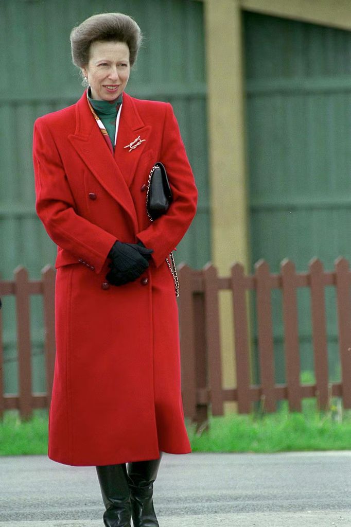 Anne also wore the coat back in May 1997, accessorising with black leather boots