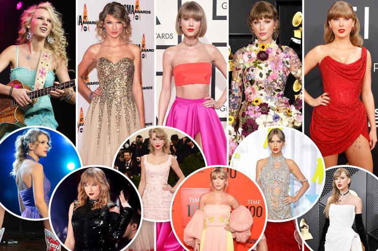 Taylor Swift throughout her various style eras