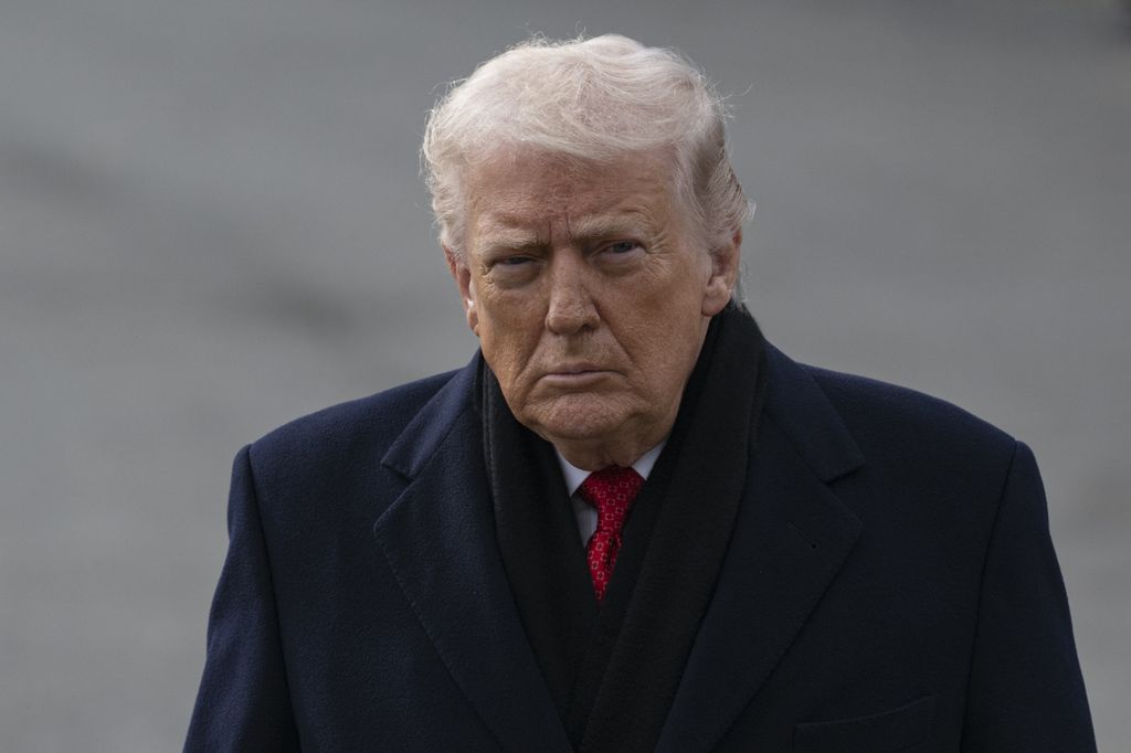 United States President Donald Trump speaks to the press before his departs the White House en route Palm Beach, Florida on January 16, 2026, in Washington DC,
United States.