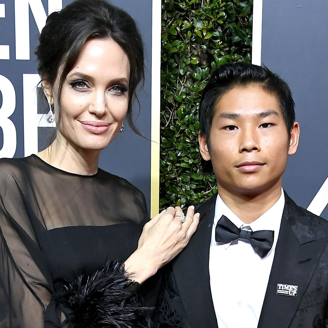 Angelina Jolie and Pax Jolie-Pitt attend The 75th Annual Golden Globe Awards