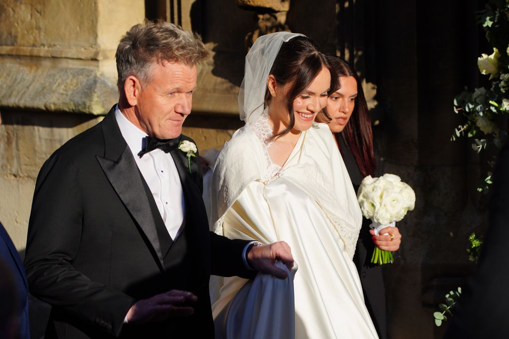 Gordon and Holly Ramsay arrive for her wedding to Adam Peaty at Bath Abbey