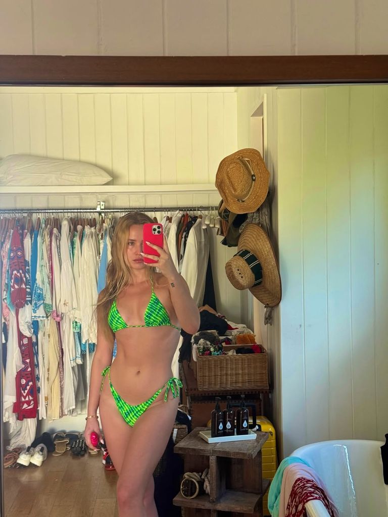 Sailor wore a bright green two-piece