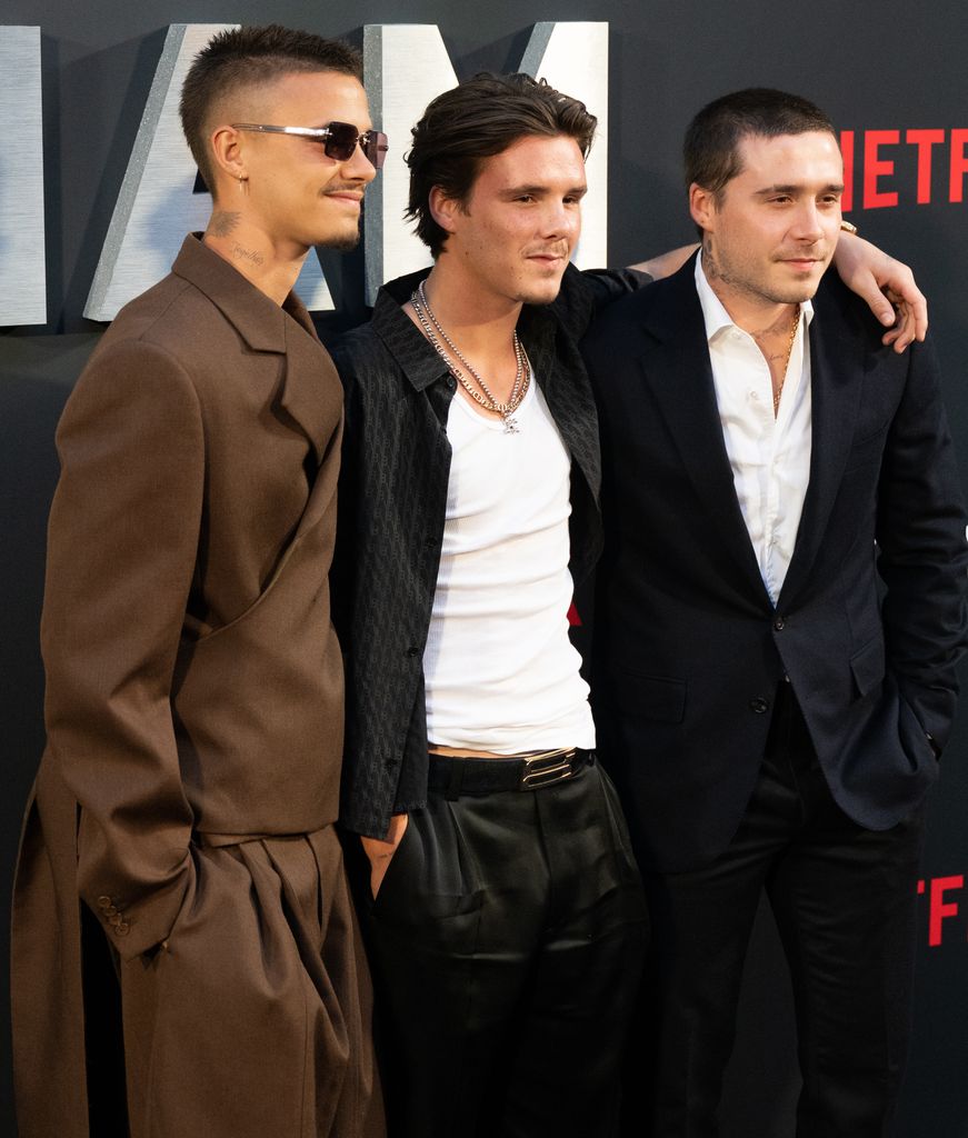 Romeo Beckham, Cruz Beckham and Brooklyn Beckham in 2023