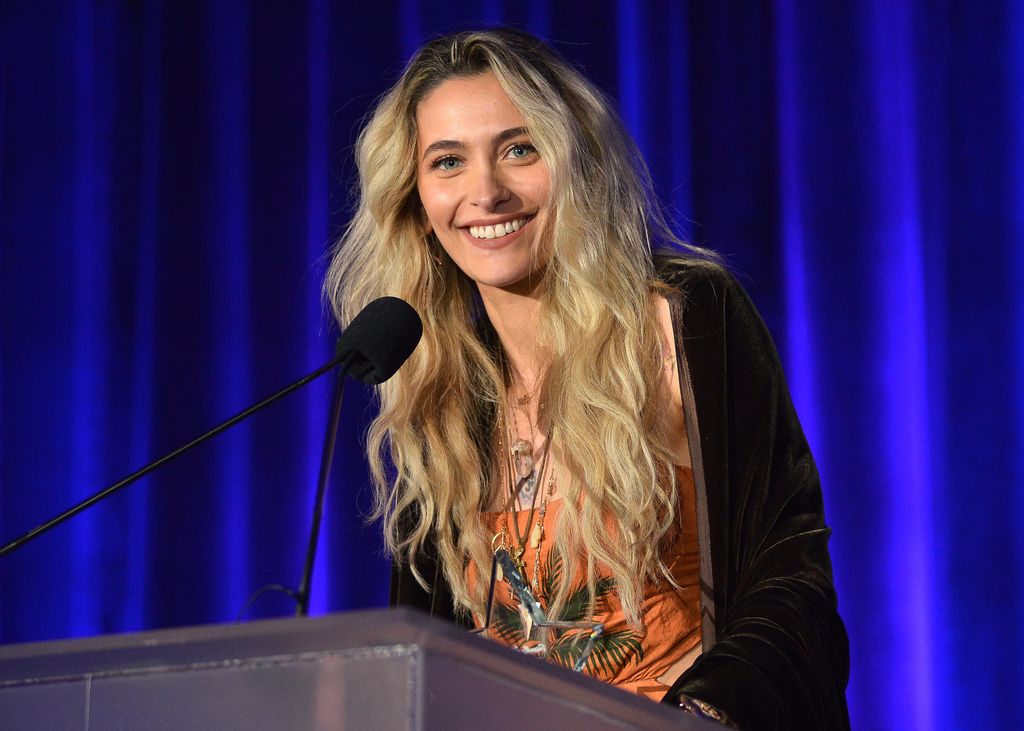 LOS ANGELES, CALIFORNIA - OCTOBER 11: Paris Jackson accepts an award onstage during the 35th annual Friendly House Awards Luncheon to support women healing from trauma surrounding substance use disorder and mental health challenges at the Fairmont Century Plaza Hotel in Century City, CA on October 11, 2025. (Photo by Unique Nicole/Getty Images for Friendly House)