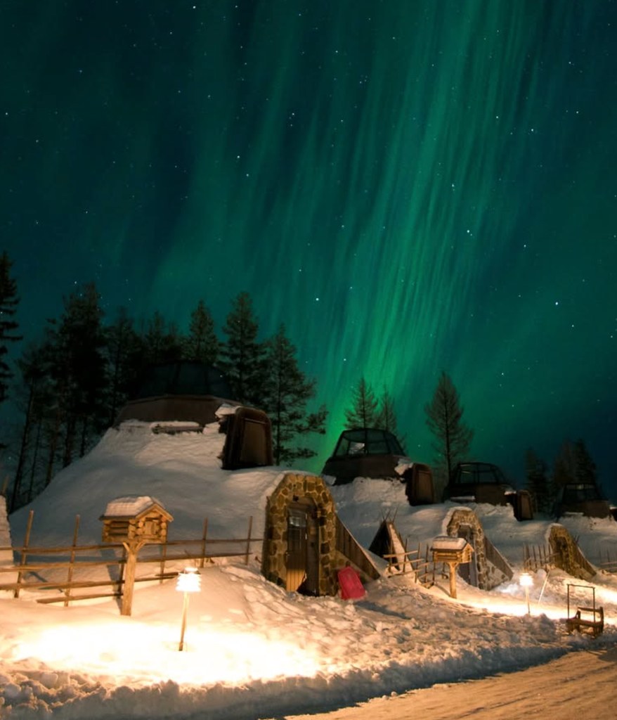 The Northern lights can be seen from the cabins