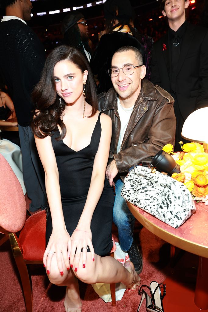 Margaret Qualley and Jack Antonoff attend the 68th GRAMMY Awards at Crypto.com Arena on February 01, 2026 in Los Angeles, California.  (Photo by Kevin Mazur/Getty Images for The Recording Academy)