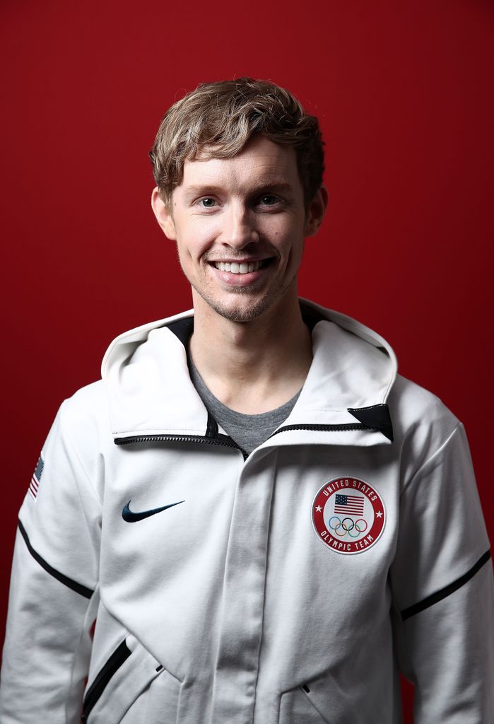 United States Figure skater Evan Bates poses for a portrait on the Today Show Set on February 21, 2018 in Gangneung, South Korea.  (Photo by Marianna Massey/Getty Images)