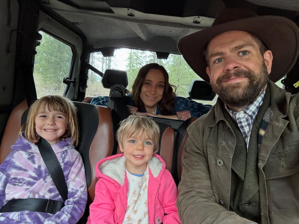 Jack Osbourne with daughters Minnie and Maple and wife Aree 