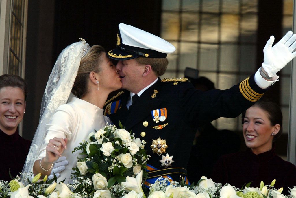 King Willem-Alexander and Queen Maxima wave after their 2002 wedding