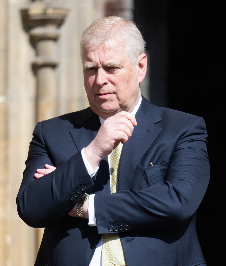Andrew Mountbatten-Windsor with his arms crossed at an Easter service