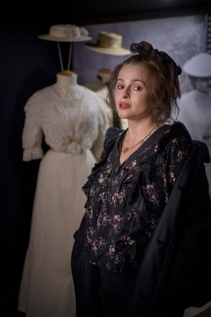Helena Bonham Carter with her dress from Room with a View 