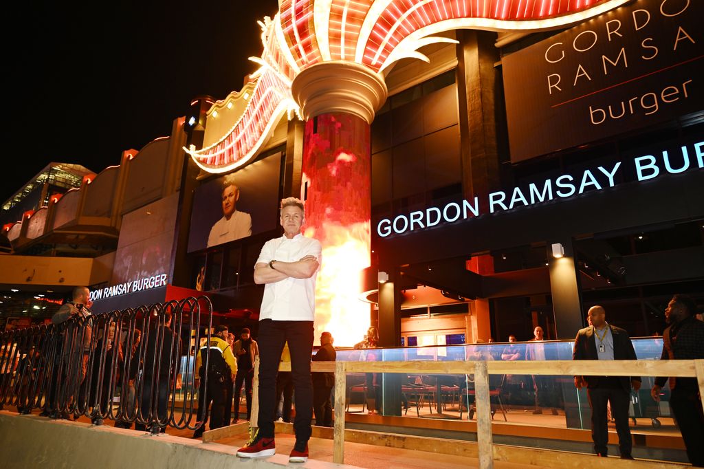 Gordon Ramsay standing outside his restaurant in Las Vegas