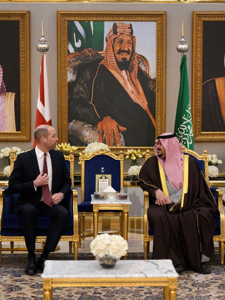 The Prince of Wales meeting with Deputy Governor of Riyadh, Prince Mohammed bin Abdulrahman bin Abdulaziz at King Khalid International Airport in Riyadh