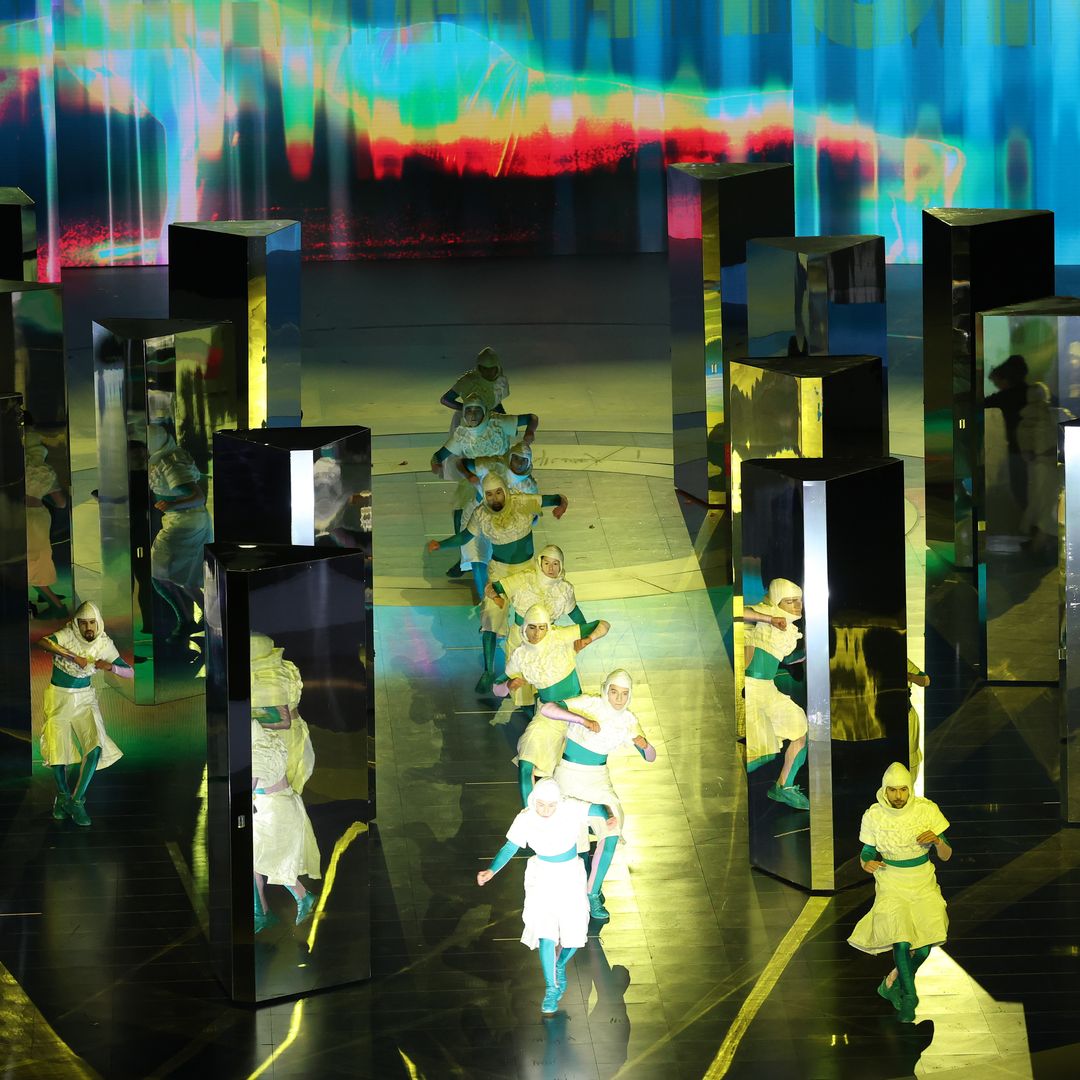 Performers dance during the Milano Cortina 2026 Winter Olympics Closing Ceremony on day sixteen of the Milano Cortina 2026 Winter Olympic games at Verona Olympic Arena on February 22, 2026 in Verona, Italy.