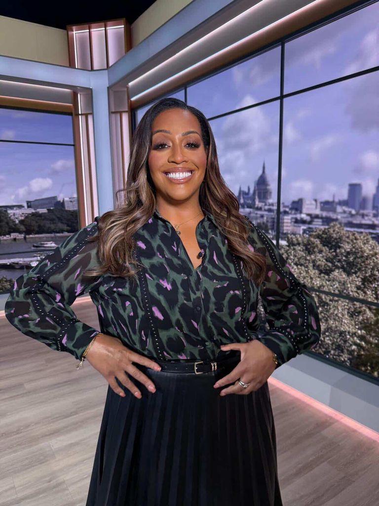 Alison styled her Love & Roses shirt with a leather skirt