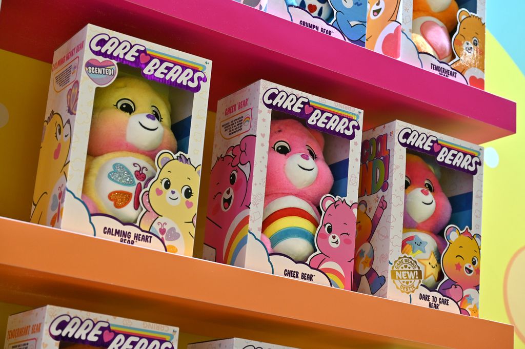 LONDON, ENGLAND - OCTOBER 04: Care Bears soft toys are displayed during the Brand Licensing Europe at ExCel on October 04, 2023 in London, England. Brand Licensing Europe (BLE) event is dedicated to licensing and brand extension, bringing together retailers, licensees and manufacturers for three days of deal-making, networking and trend spotting. (Photo by John Keeble/Getty Images)