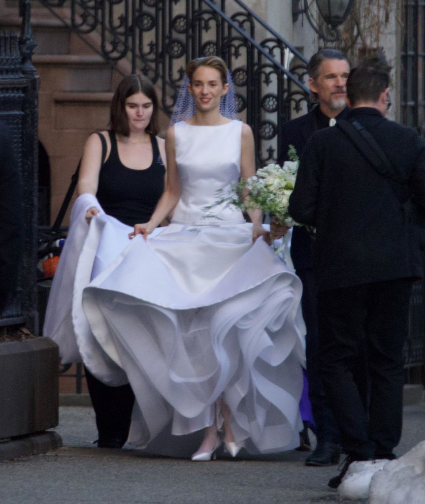 Maya in wedding dress in NY