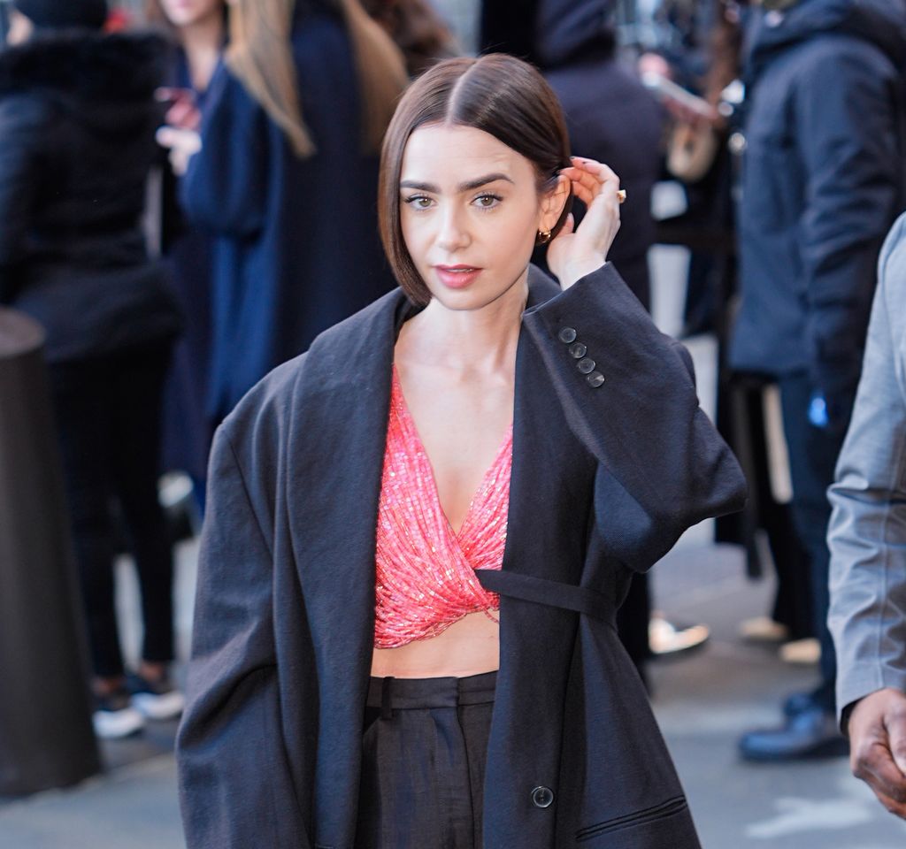 Lily braved the cold at New York Fashion Week 