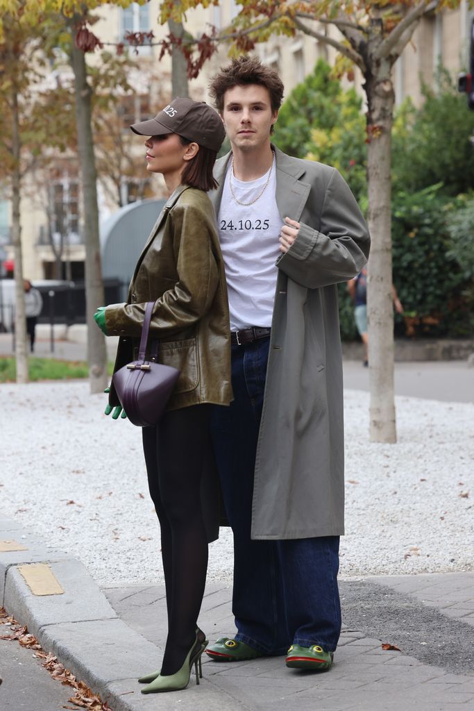 Cruz Beckham and Jackie Apostel leaving their hotel during Womenswear Spring Summer 2026 as part of Paris Fashion We