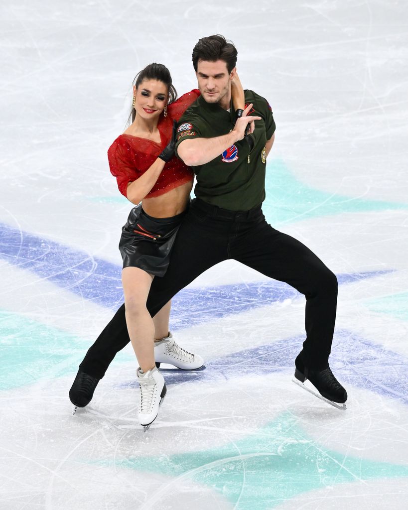 Laurence Fournier Beaudry and Nikolaj Soerensen of Canada compete in the Ice Dance Rhythm Dance during the ISU World Figure Skating Championships at the Bell Centre on March 22, 2024 in Montreal, Quebec, Canada