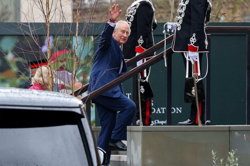 King Charles and Queen Camilla arrive at the Garrison Chapel in central London to visit a new Turquoise Mountain exhibition