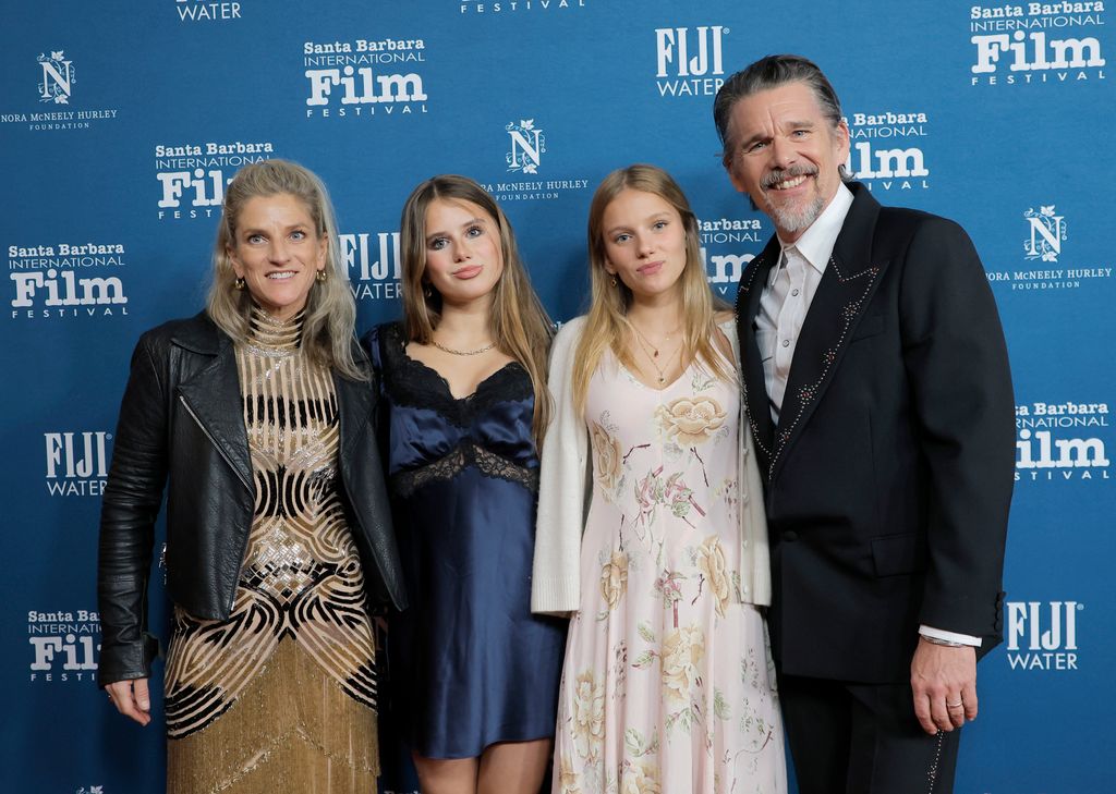 Ryan Hawke, Indiana Hawke, Clementine Jane Hawke and Ethan Hawke attend the American Riviera Award Tribute durning the 41st Santa Barbara International Film Festival at The Arlington Theatre on February 06, 2026 in Santa Barbara, California